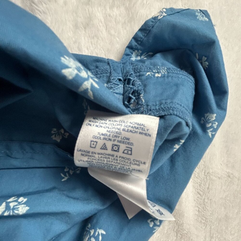 Lands End Womens 2X Blue Floral Cotton Tunic Top Lace Detail Long Sleeve NWOT - Picture 9 of 9
